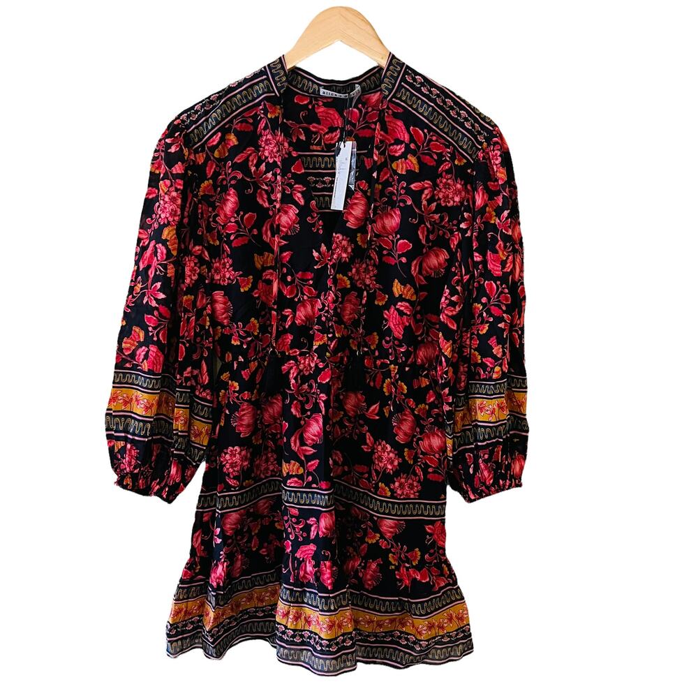 Alice + Olivia Dress Sedona Mandarin Silk Blend Multicolored Size 2 NWT - Picture 2 of 13